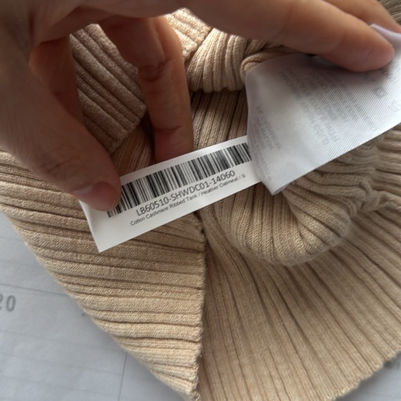 Quince Cotton Cashmere Ribbed Tank in Heather Oatmeal - Picture 10 of 11